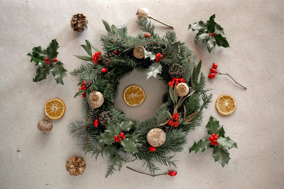 Christmas wreath making