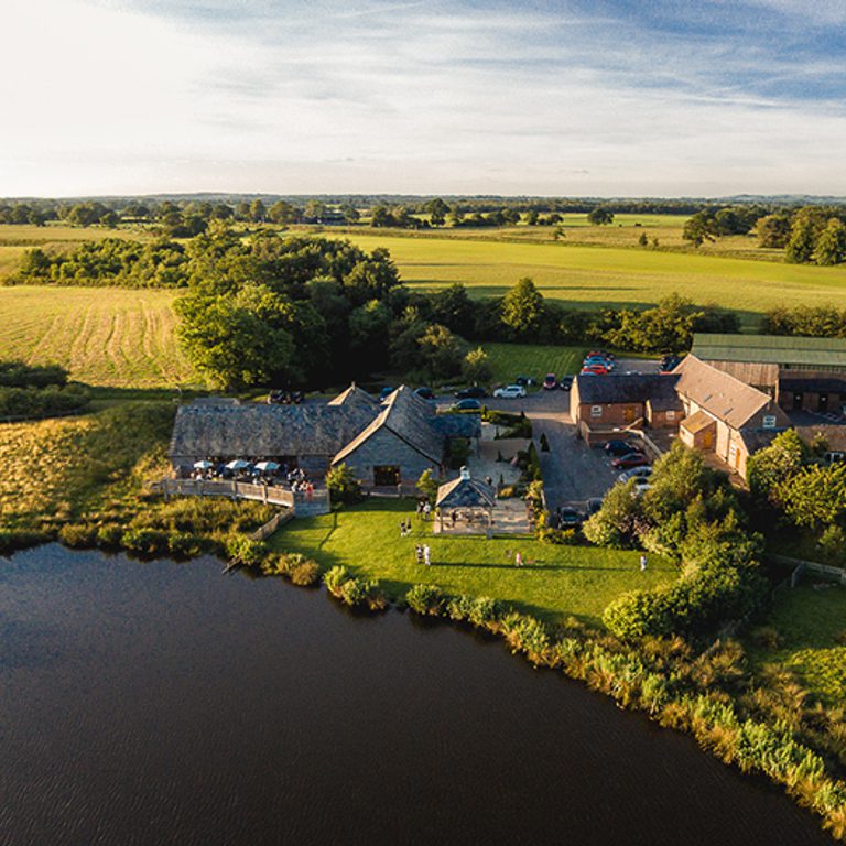 Aerial wedding photography sandhole oak barn 2