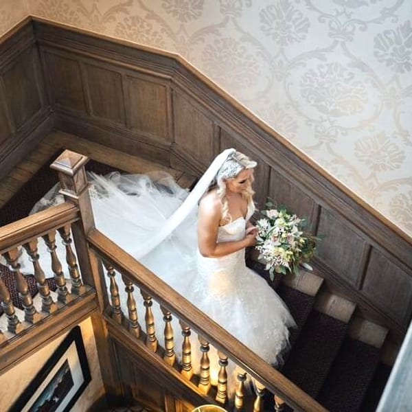 Bride on stairs
